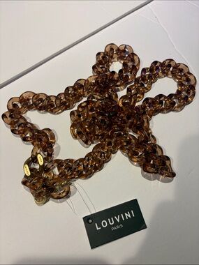 LOUVINI Brown Tortoise-Link Statement Necklace